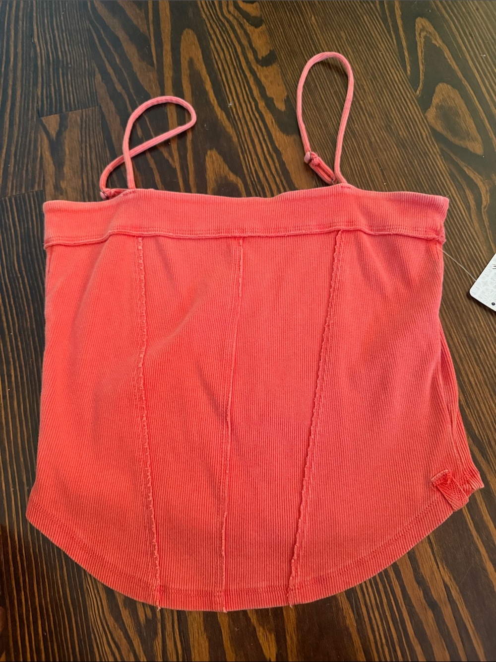 Free People Coral Ribbed Spaghetti Strap Tank